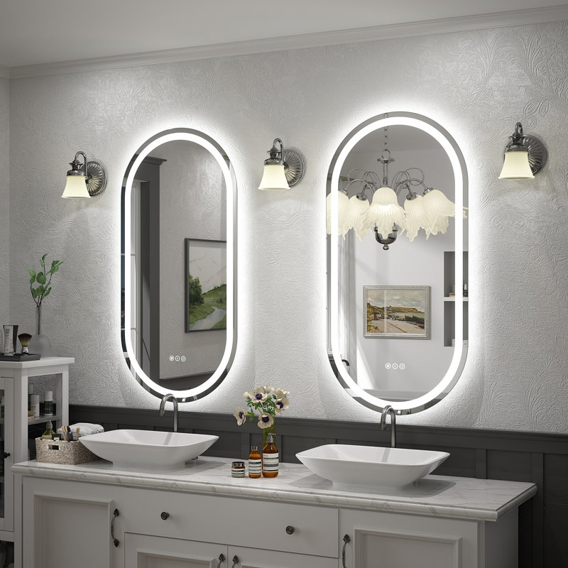 UL Certified LED Anti-Fog Tempered Glass Oval Bathroom/Vanity Mirror - Basics by Wayfair™, 40" x 20"