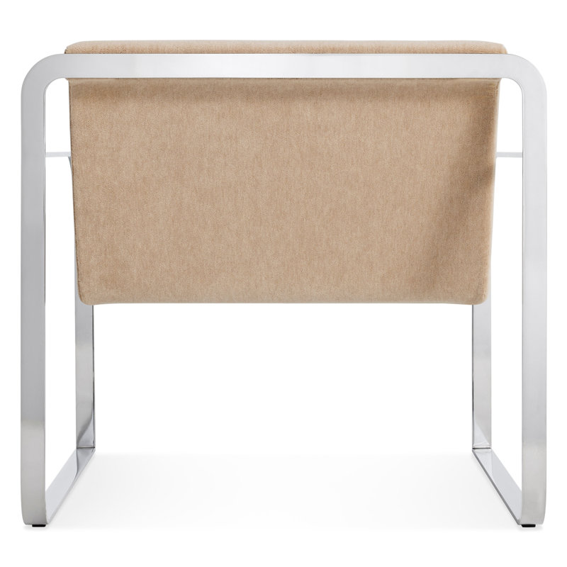 Skald Lounge Chair, Stone Velvet Cotton Blend, Polished Chrome