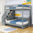 Wood Twin Over Twin Bunk Bed With Staircase-1359187735