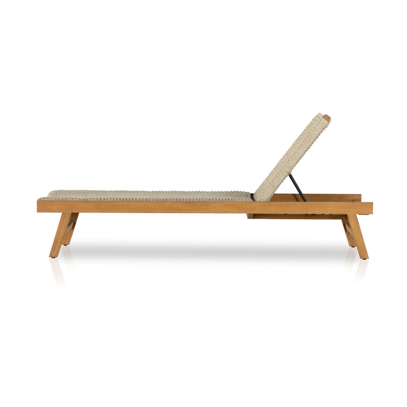 Neecy Outdoor Teak Wood Chaise Lounge, Natural Teak/Brown