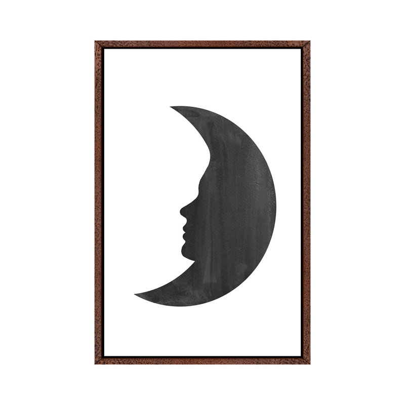Woman Moon 1 Piece Wall Art on Canvas, 152.4cm H x 101.6cm W x 3.81cm D, Classic Brown Wood Framed