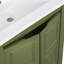 Petit meuble-lavabo de style rétro avec lavabo en céramique, 2 portes à fermeture douce et tablette réglable pour espaces compacts-117546470