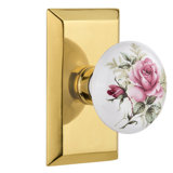 Studio Plate with White Rose Porcelain Door Knob