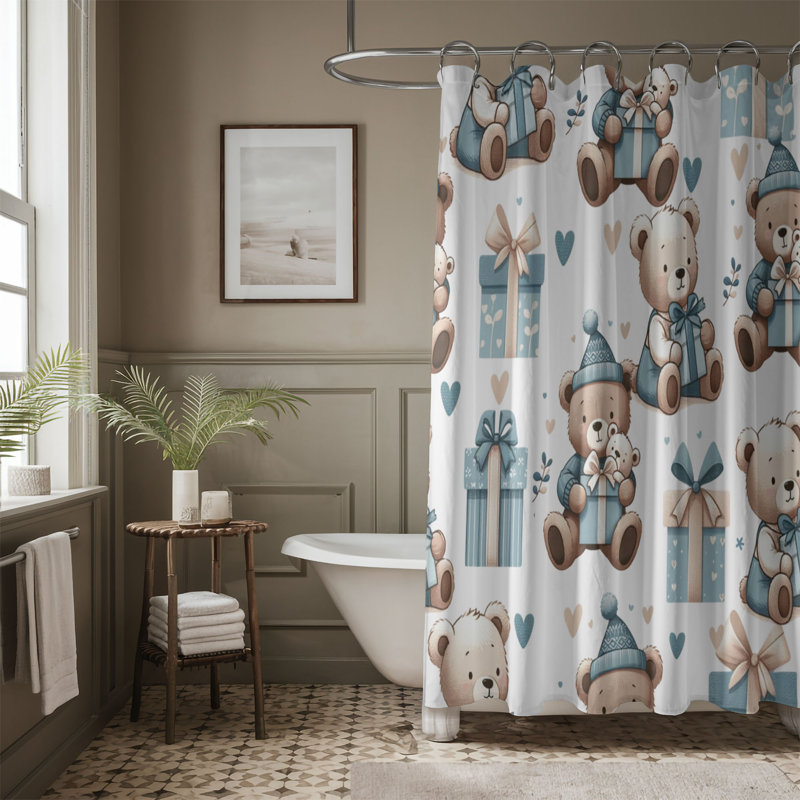 Petit ours - rideau de douche Premium, H 74 po x l 71 po