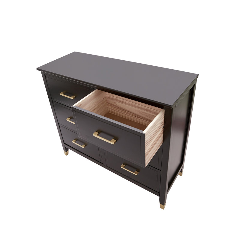 6 Drawer 105Cm W Double Dresser, Black