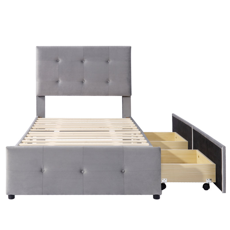 Upholstered Storage Bed, Grey