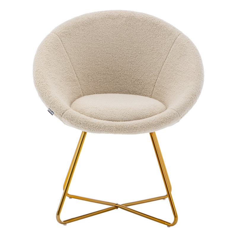Upholstered Accent Chair, Khaki Faux Fur