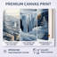 Winter Waterfall Forest Trail - Blue Waterfall, ensemble de 3 reproductions sur toile encadrées-129076220-129076225