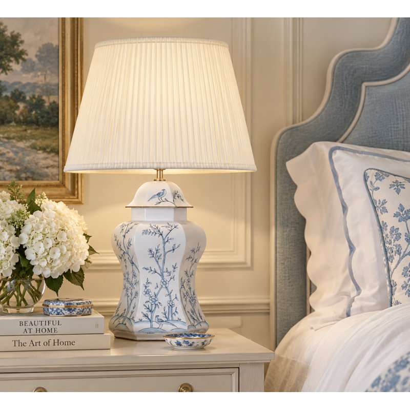 Boice Table Lamp, Ivory/Blue