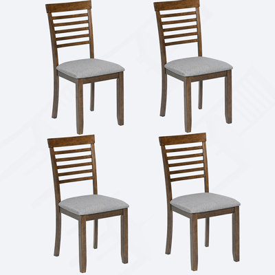Ensemble de 4 chaises de salle à manger en bois, chaise de cuisine avec siège rembourré, chaise d'appoint rembourrée