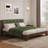 Arden Mid-Century Modern Wood Bed Frame With Green Finish And Headboard-118707263-118707262
