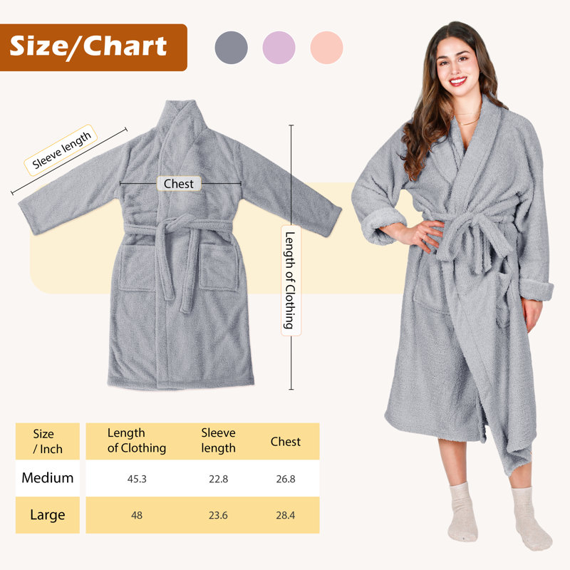 Peignoir avec poche Tirrinia, H 45,3 po x l 26,8 po, gris
