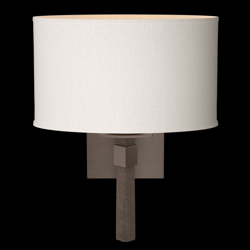 Beacon Hall Oval Drum Shade Sconce, Black, Flax 
