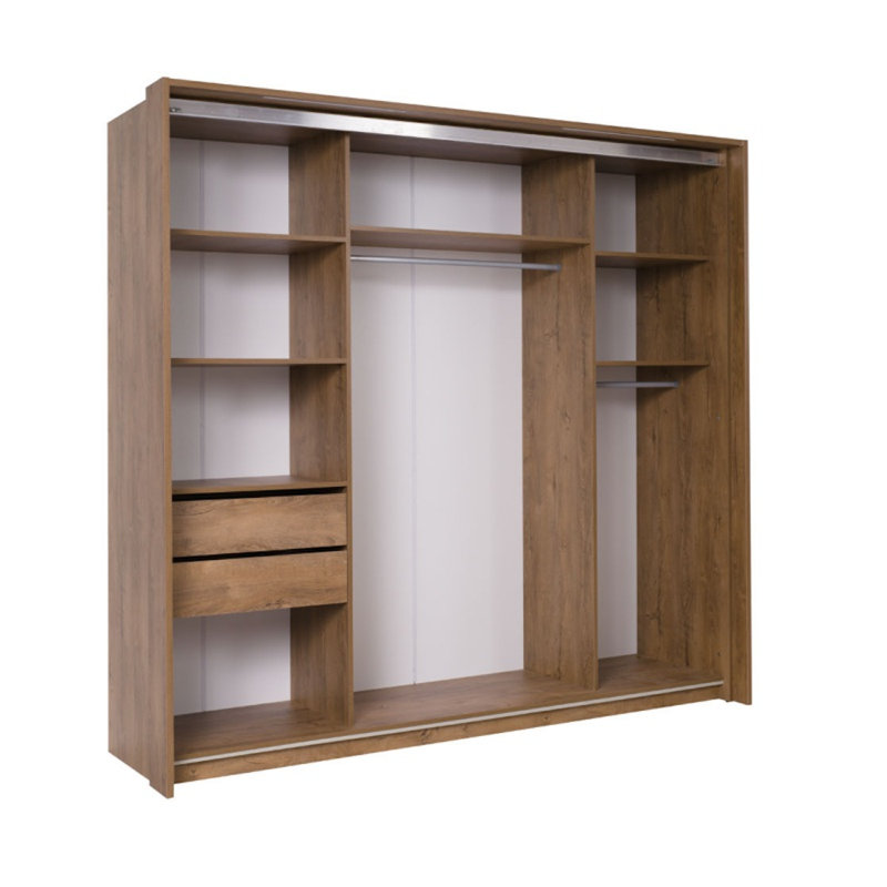 Forras 2 Door Wardrobe, Dark Oak/White