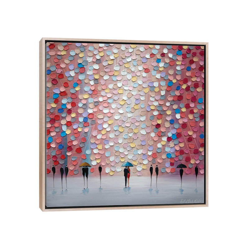 «Pink Rain», reproduction d'art sur toile encadrée, H 18 po x l 18 po, Toile à cadre flottant sans passe-partout, Beige