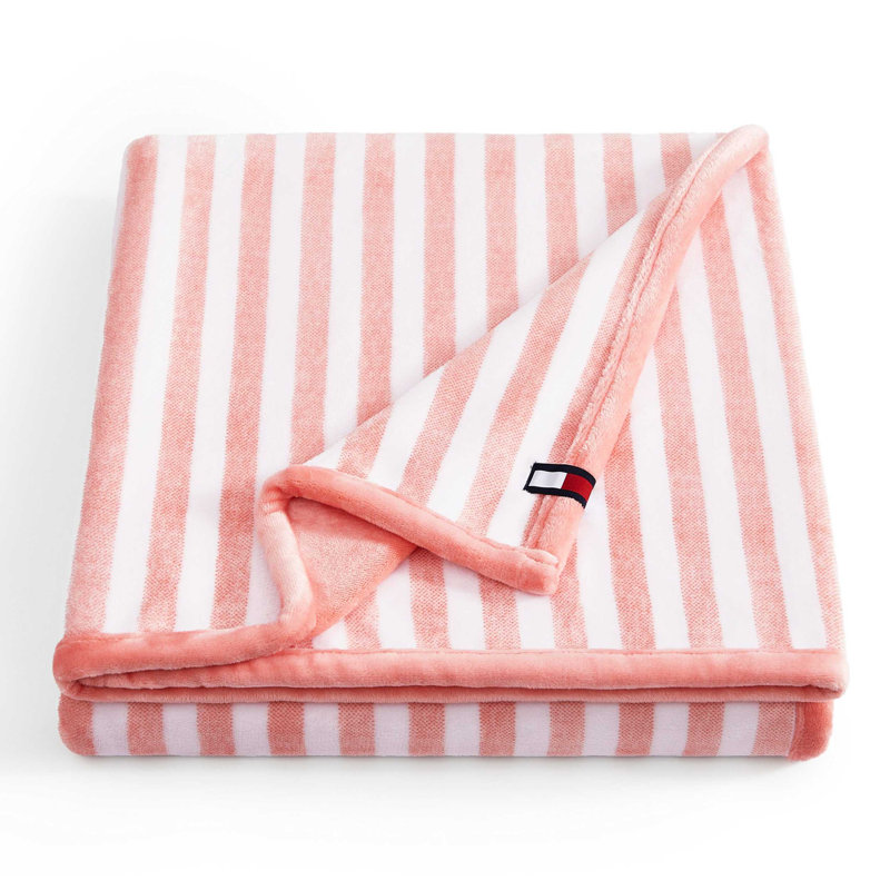 Jeté rose rayé Tommy Hilfiger Laguna Beach, Laguna Beach rayé rose