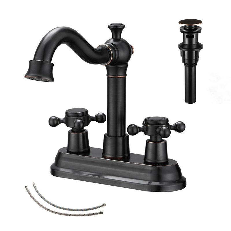 Centerset 2-handle Bathroom Faucet with Drain Assembly, Oil Rubbed Bronze