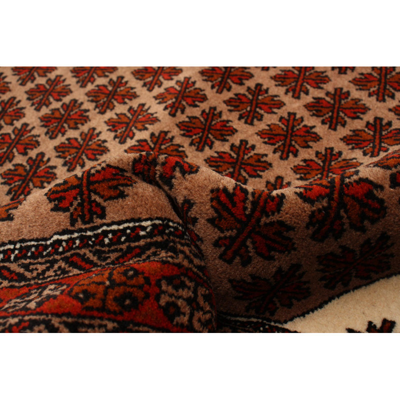 Tapis brun clair en laine noué à la main de conception unique 2 pi 11 po x 5 pi 2 po New Age