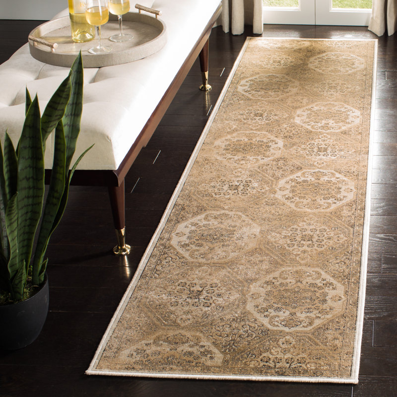 Tapis brun / crème Pitcairn, Tapis de couloir 2 pi 2 po x 8 pi