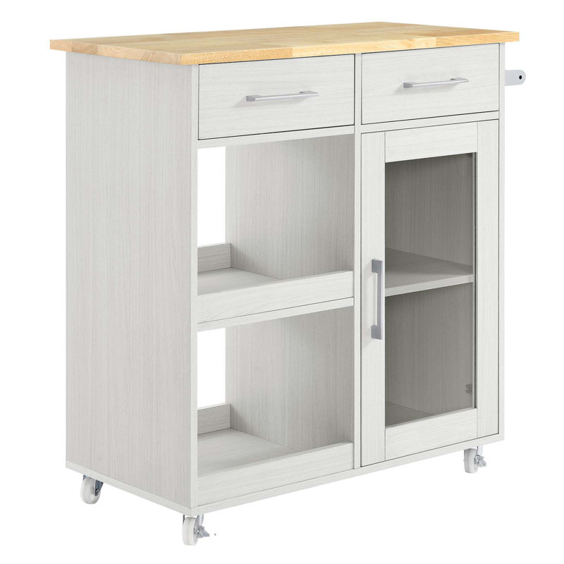 Modway Culinary Kitchen Cart With Towel Bar, White