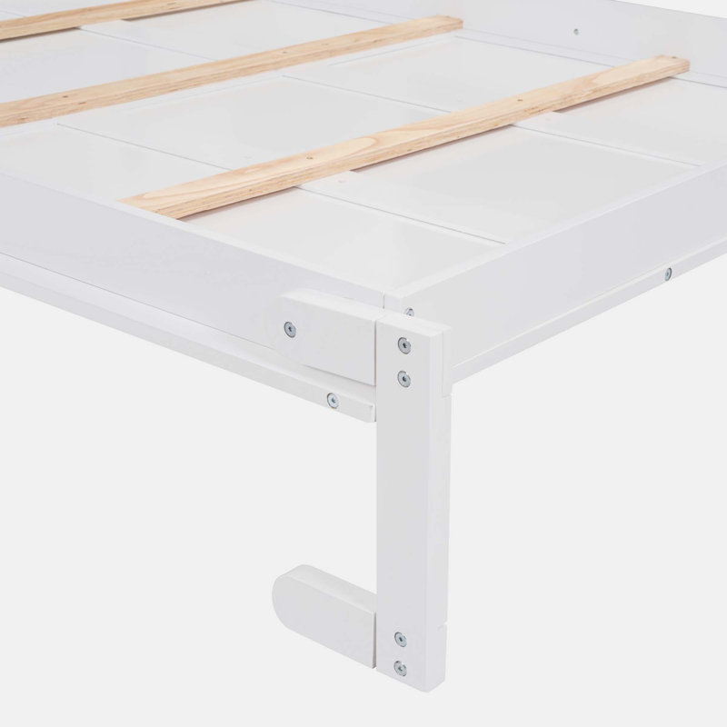Lit escamotable en bois massif Mirosavka, Double, Blanc