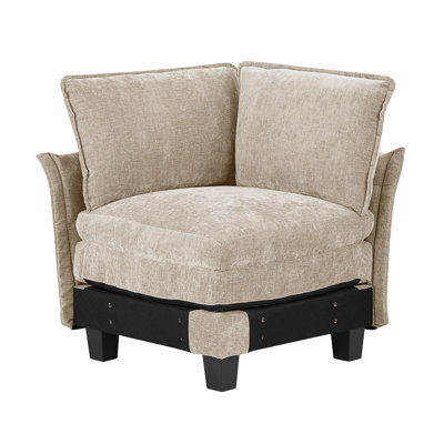 Modern Style Corner Seat Chair Taupe Chenille Fabric Upholstery Contemporary Living Room Furniture 1Pc Durable Plywood Plush Comfort Wedge