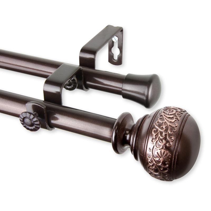 Tringle à rideaux double Solon, 48 po à 84 po, Cacao