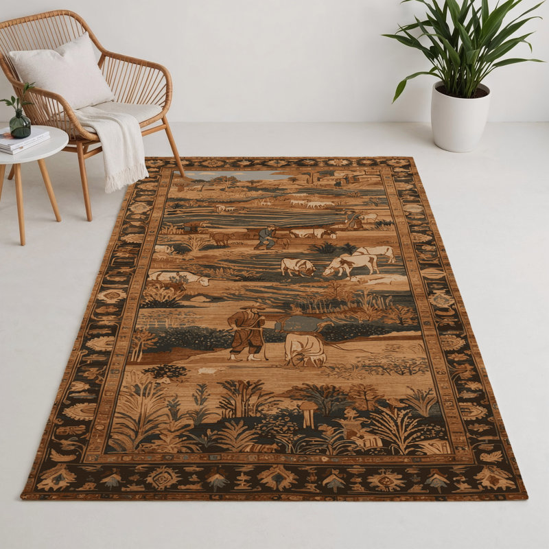 Tapis turc intérieur et extérieur brun, Rectangle 5 pi x 7 pi