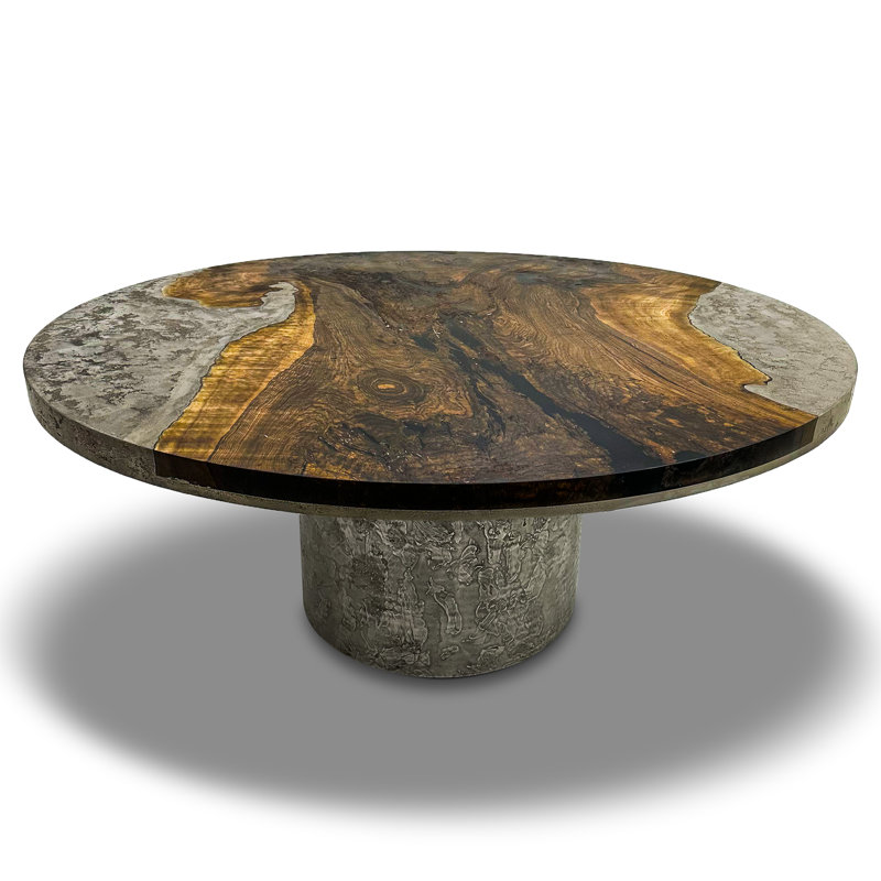 Eleadora Round Walnut Wood Dining Table, 29.5"H x 83.9"L x 83.9"W