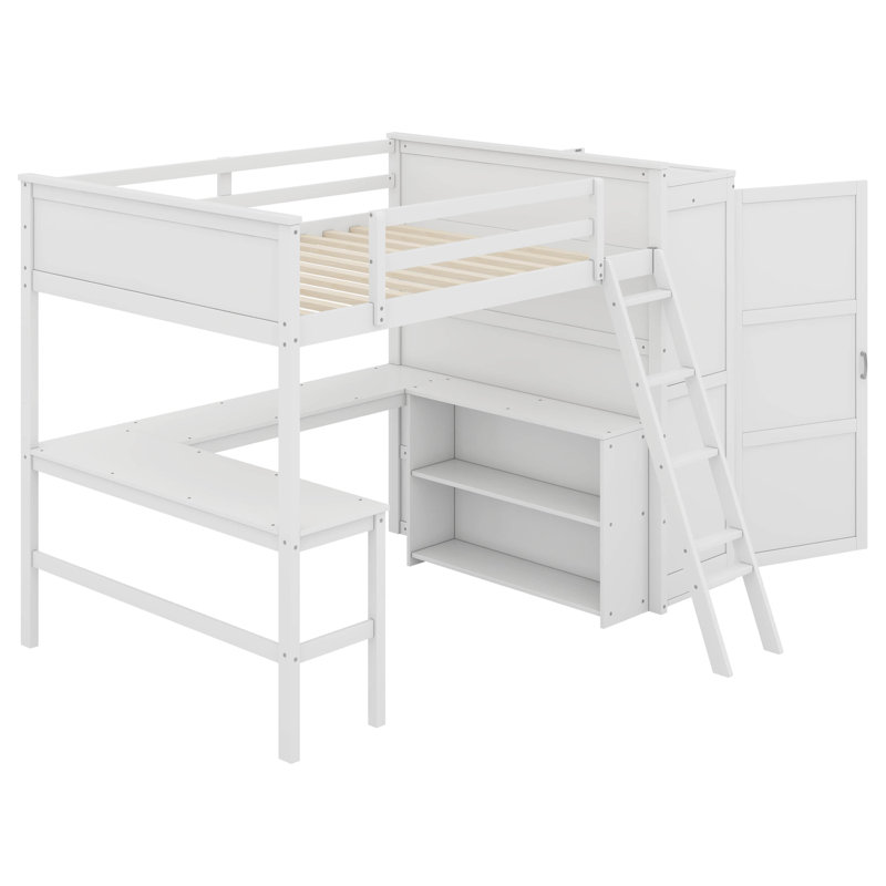 Lit mezzanine pour enfants Jannifer, Complète, Blanc