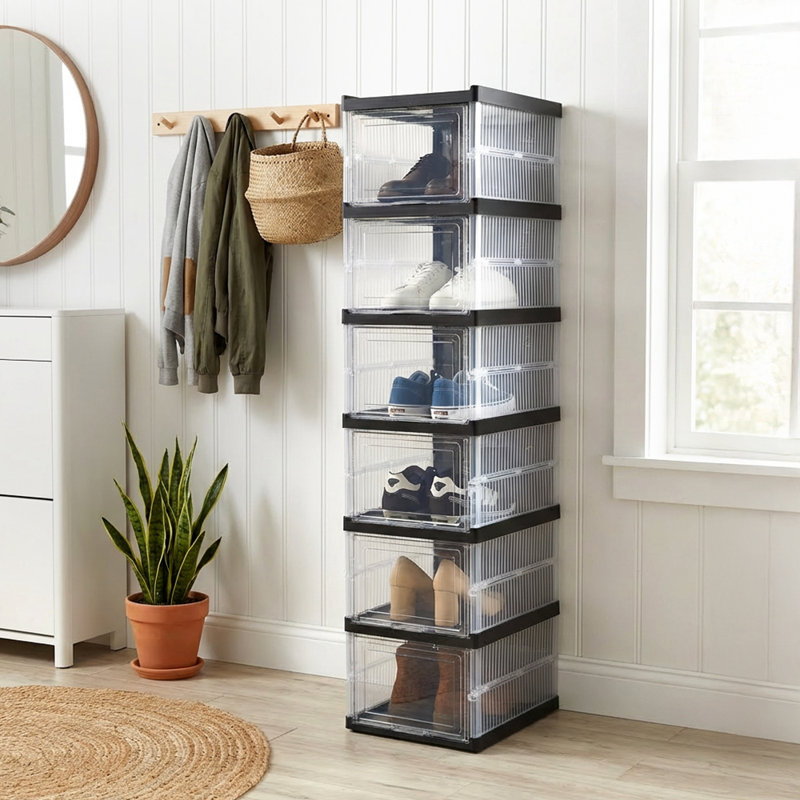 6 Pair Stackable Shoe Storage Cabinet