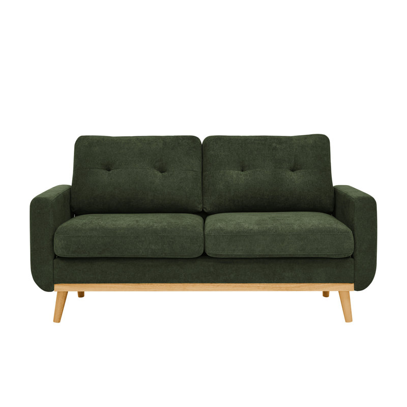 Canapé rembourré Mid-Century, Polyester vert, Natural