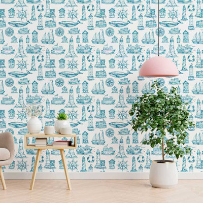 Travelling In The Ocean 96" L X 24" W Peel And Stick Wallpaper N012118