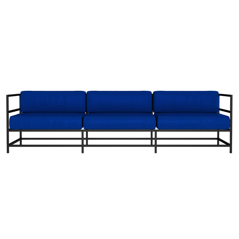 Canapé Delano, NO, Toile Sunbrella® bleu pacifique, Noir Tex