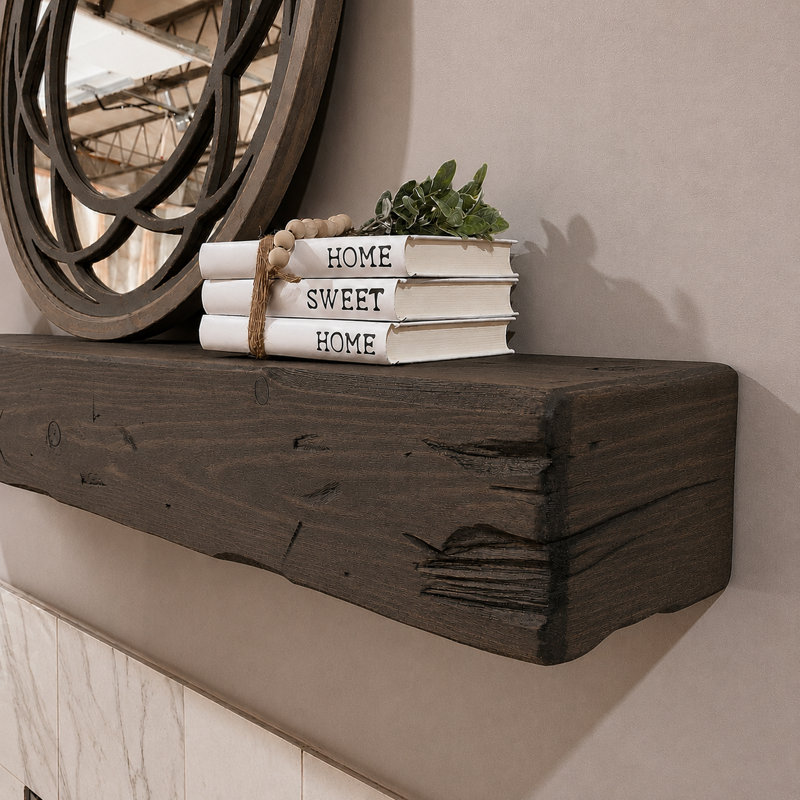Distressed Fireplace Mantel, Rustic, 72", Aged Barrel
