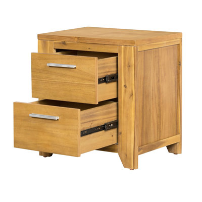 Table de chevet rustique, 53 x 39 x 56 cm, mécanisme de glissières fluides, grand espace de rangement intérieur malgré sa conception compacte, bois massif, tiroir teinté brun naturel, finition spacieuse