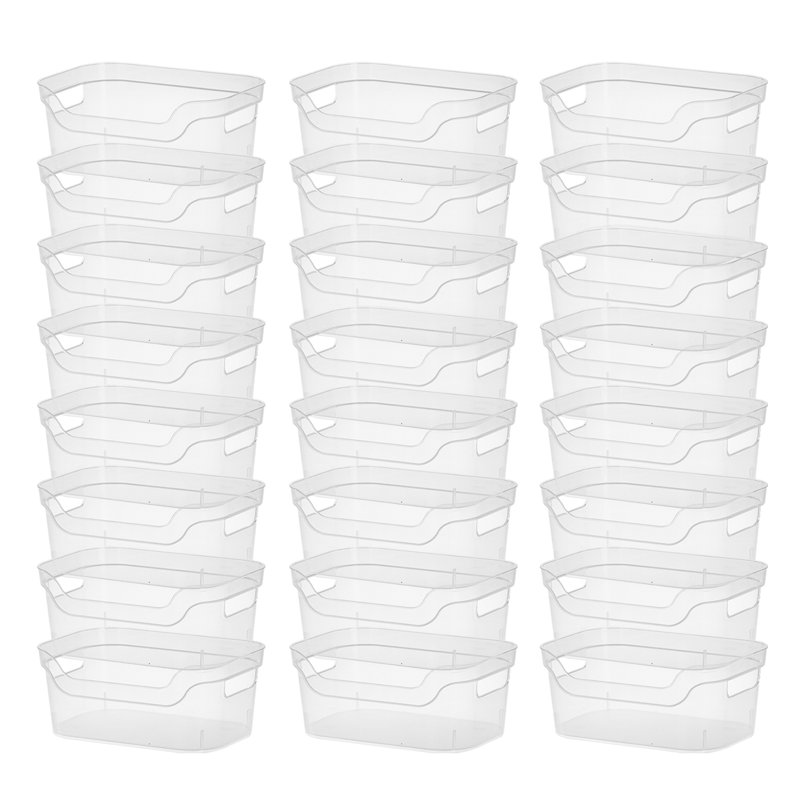 Bac de rangement ouvert de 5,25 po x 9,5 po x 13 po avec poignées de transport, Sterilite, transparent (paquet de 24)