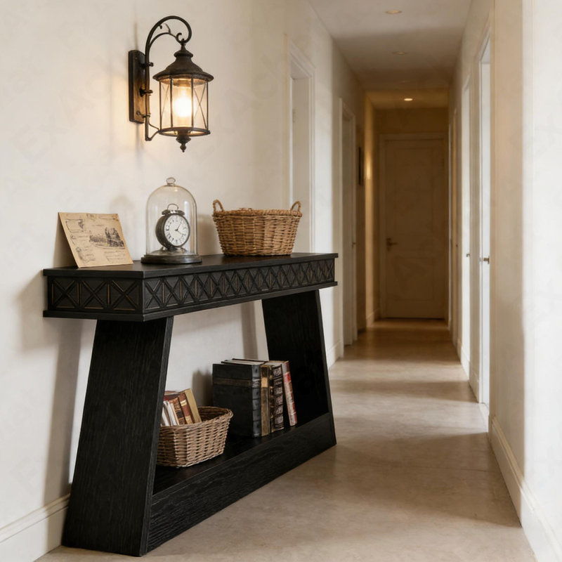 Meuble télé, table d'entrée, table de canapé, console, Noir