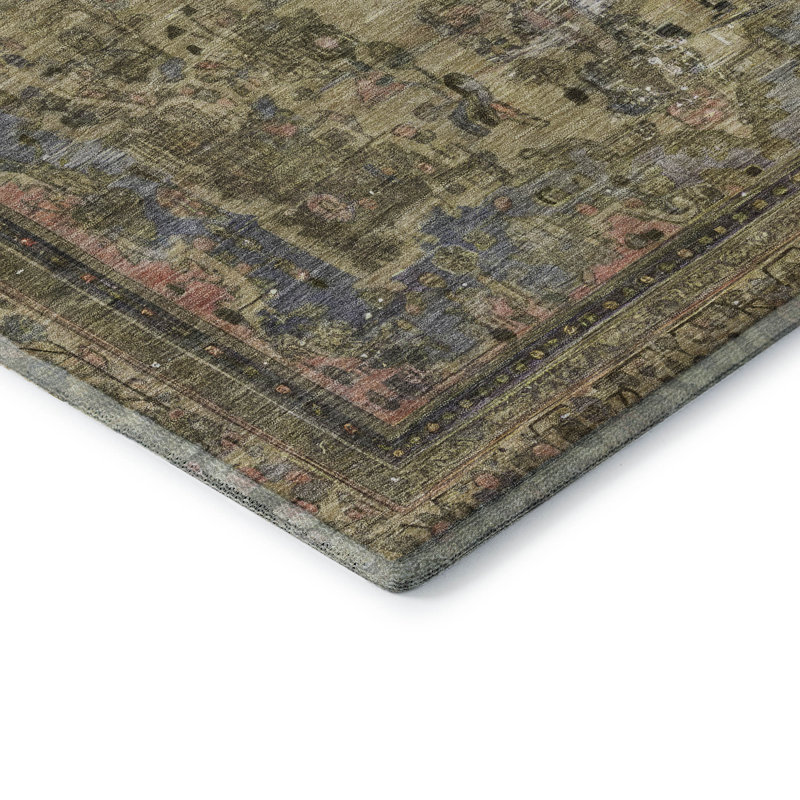 Premium Machine Washable Lampkins AMF1646 Global Rug, Rectangle 3' x 5'