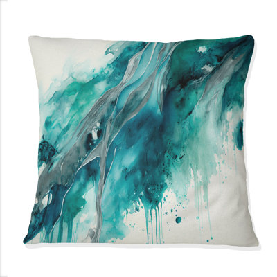 Coussin décoratif imprimé impressions abstraites des vagues de turquoise III