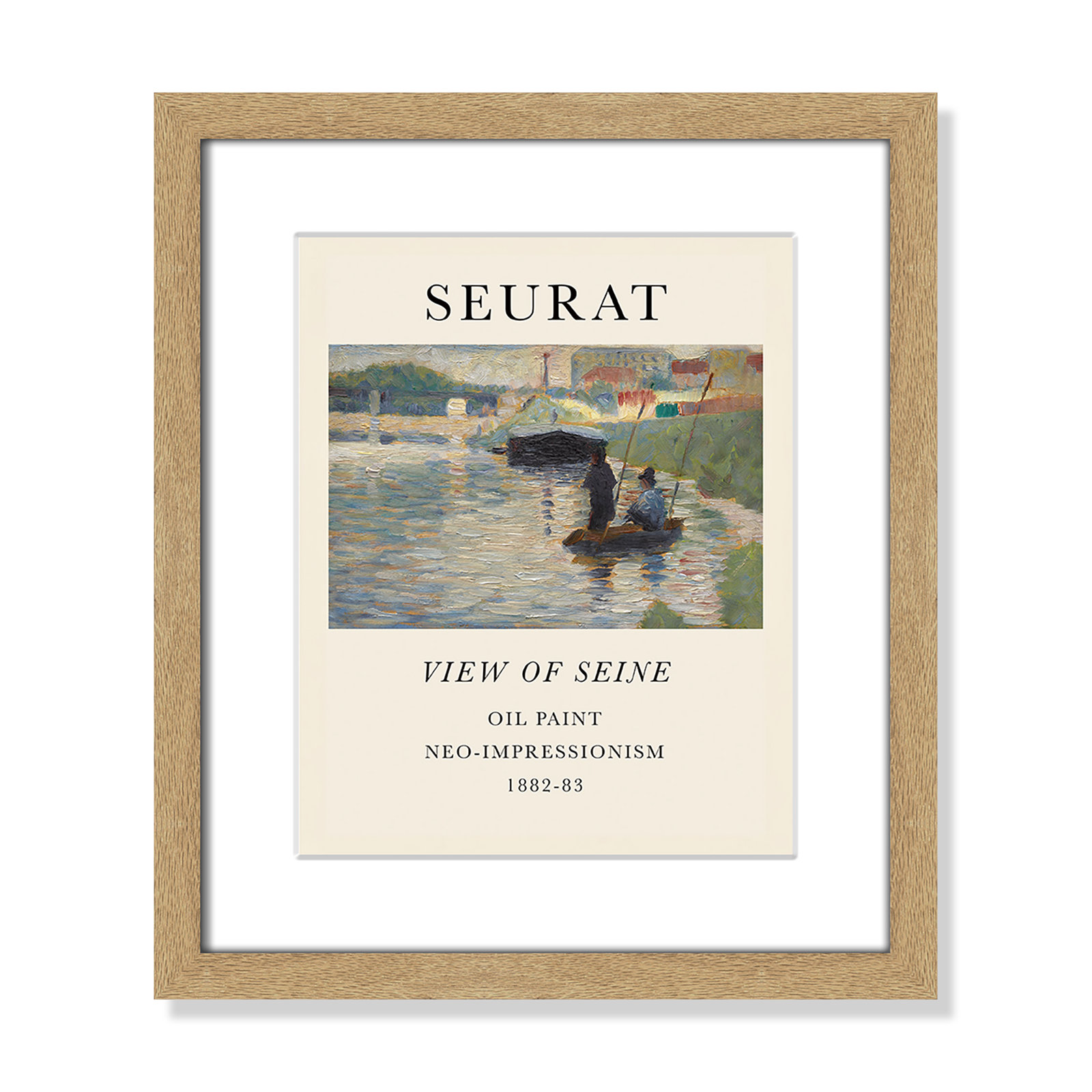 View Of Seine by Georges Seurat, Yes, 15" H x 13" W x 1.25" D, Natural Single Picture Frame