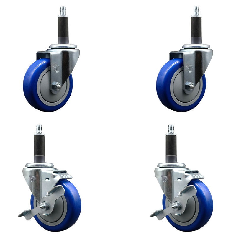 Ensemble de roulettes extensibles 4 pouces 4 pouces SCC, Bleu