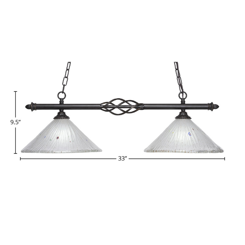 Eleganté 2 Light Island Light Shown In Dark Granite Finish With 12" Glass, Frosted Crystal Glass