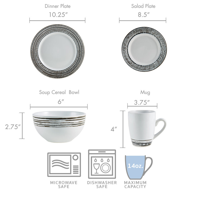 16-Piece Bryson Dinnerware Set. Service For 4