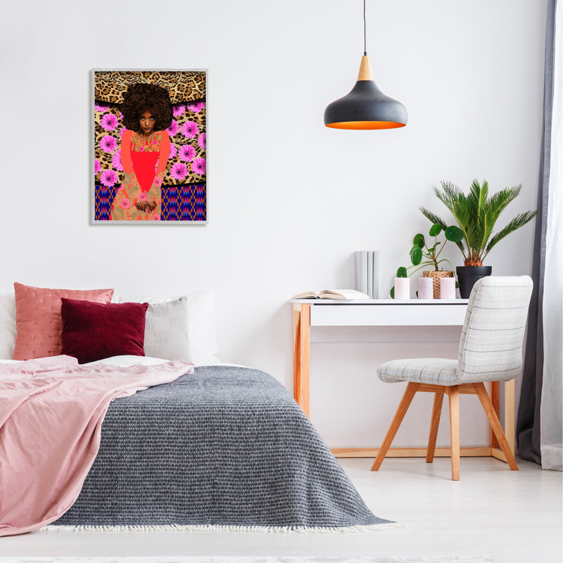 «Leopard Floral Motif» par Lynnda Rakos - impression de fleurs roses, H 30 po x l 24 po x P 1,5 po