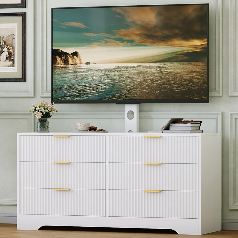 Meuble télé cannelé, Bois blanc