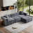 108" Modular Sectional Sofa L-Shape Chaise, Compression Sofa Plush Velvet Oversized Boneless Couch with Deep Seat, No Assembly 3 Seater Cloud Couch for Modern Living Room & Bedroom (Gray)-198670990