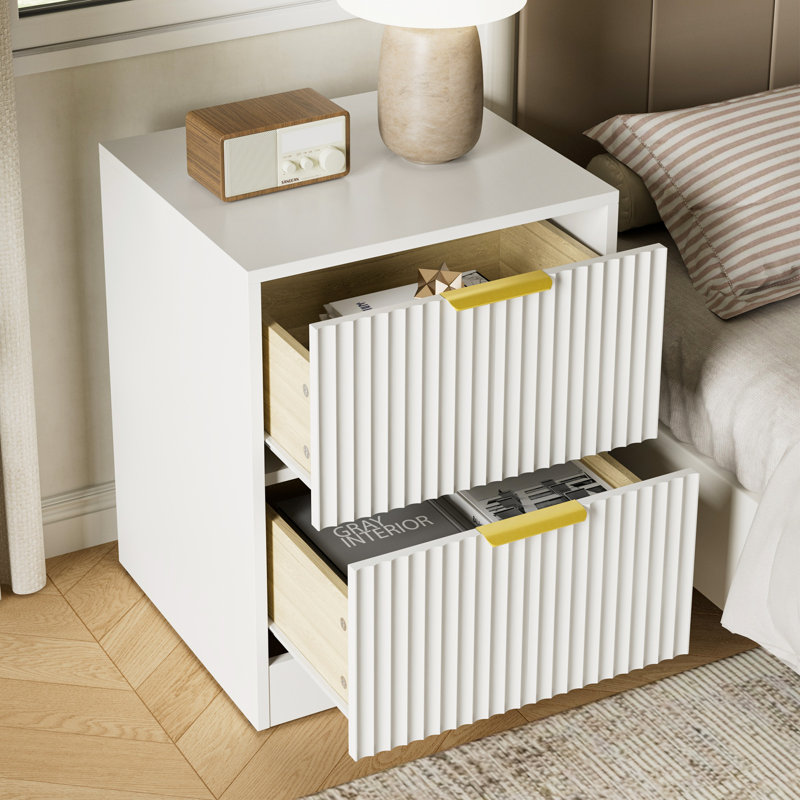 Ensemble 3 pièces commode 7 tiroirs et table de chevet 2 tiroirs, Blanc