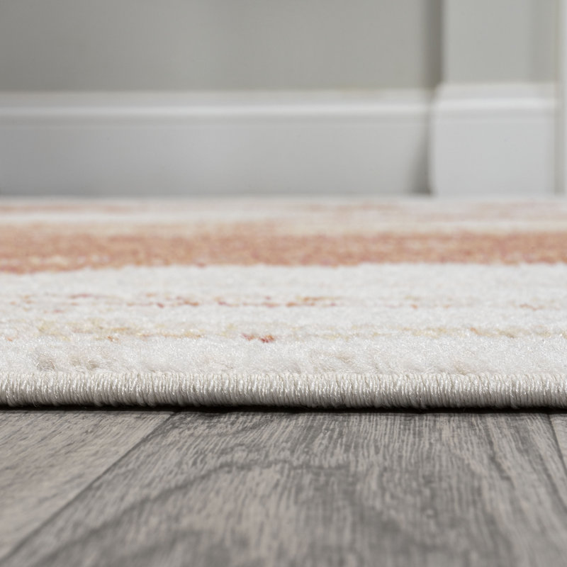 Cordier Abstract Two-Tone Modern Orange/Cream Rug, Rectangle 7'10" x 10'