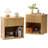 Wooden Ribbed Nightstand | 24.02in Bedroom End Table | Drawer & Open Shelf Storage | Waterproof Surface | Light Oak Bedside Organizer (100LBS Capacity)
